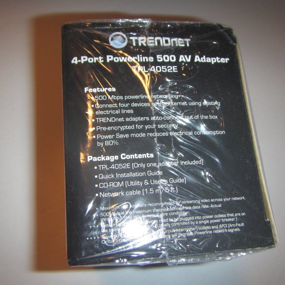 TRENDnet TPL-4052E 500 MB/s Powerline Network AV 4x Port Ethernet Adapter SEALED - Picture 2 of 5